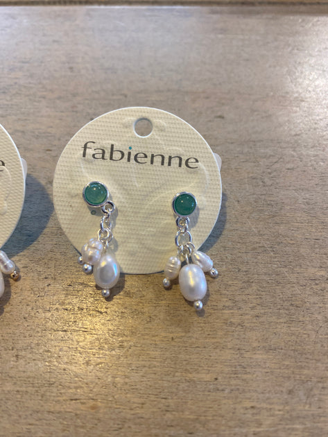 Fabienne Semi Precious Stone Tri Pearl Drop Earrings 2416