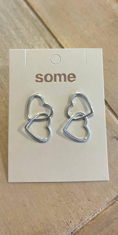 Some Sterling Silver Double Heart Earrings 575