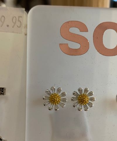 Some Sterling Silver Gold Plated Daisy Earrings 623