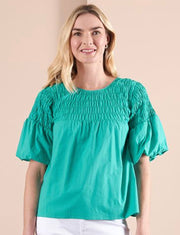 Oh Three To Be Shirr Top in Green Tp13603