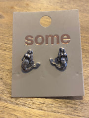 Some Sterling Silver Mermaid Stud Earrings 621