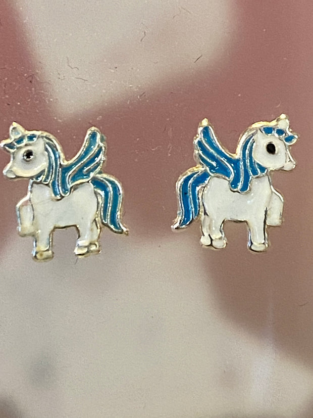 Some Sterling Silver Little Pony / Unicorn Earrings 689