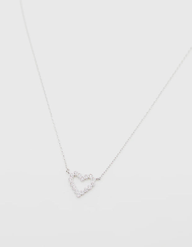 Stella And Gemma Necklace Silver Chain Crystal Heart 9634
