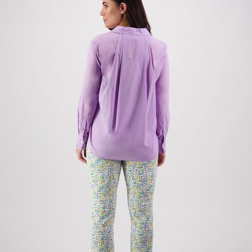 Vassalli 4415  Lilac Tab Sleeve Shirt With Pleat Back Neck Detail