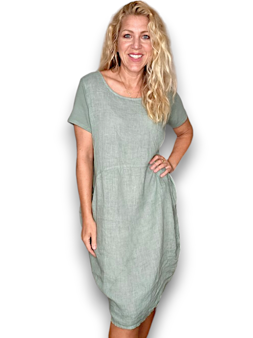Helga May Sage Green Plain Jungle Dress 151531