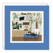 James Ellis Cat On A Blue Chair Card "Cats at Home"