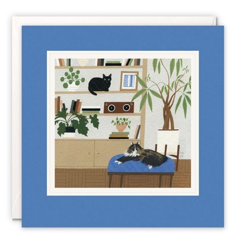 James Ellis Cat On A Blue Chair Card "Cats at Home"