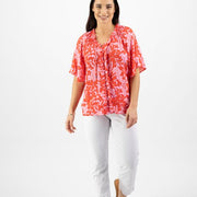 Vassalli 4424 V Neck Top With Frill And Neck Ties
