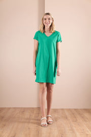 Esplanade V Neck Tee Dress in Green TP13519
