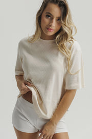 The Goodnight Society Boxy Tee in Vanilla Lounge 137 02