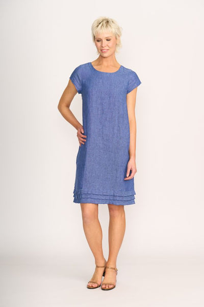 Foil Linen Pleat Dreams Dress in Denim TP14026