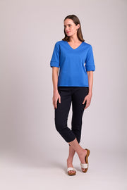 Esplanade Mercerised Cotton V Neck Elbow Sleeve Tee TP14166