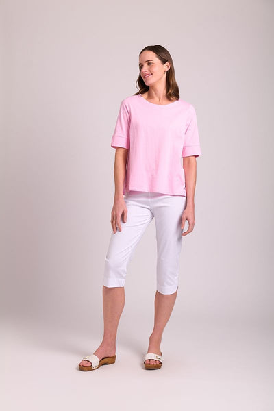 Esplanade Pink Wide Neck Elbow Sleeve Tee TP11484