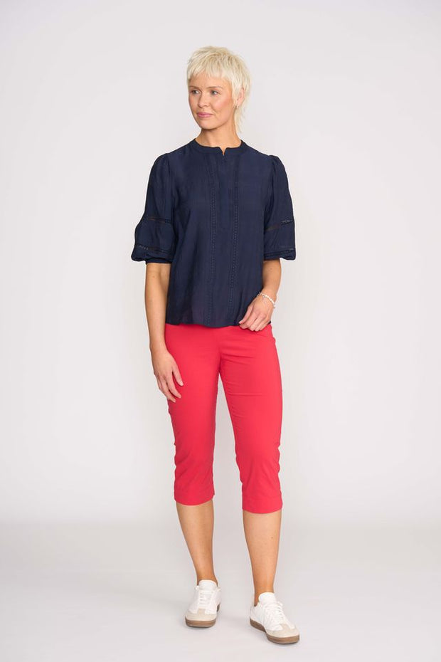 OH Three Check and Lace Blouse TP14114