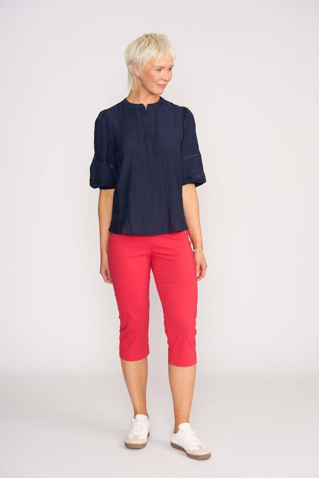 OH Three Check and Lace Blouse TP14114