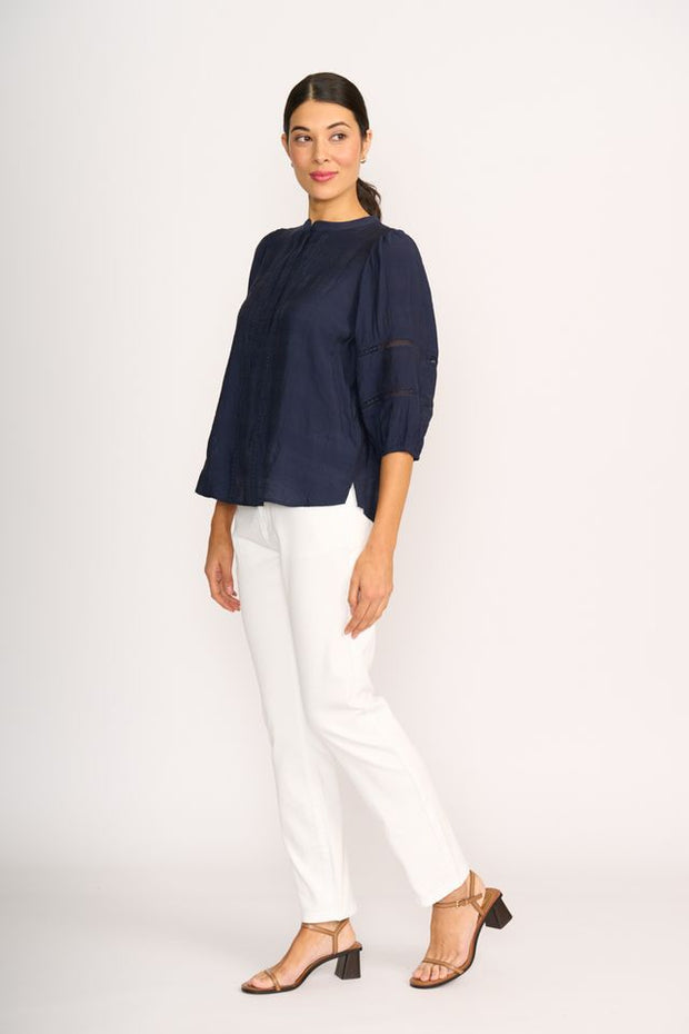 OH Three Check and Lace Blouse TP14114