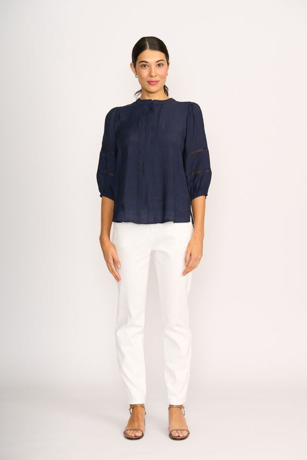 OH Three Check and Lace Blouse TP14114