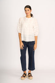 OH Three Check and Lace Blouse TP14114