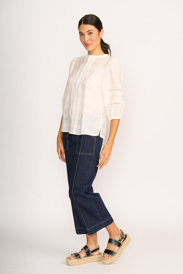 OH Three Check and Lace Blouse TP14114