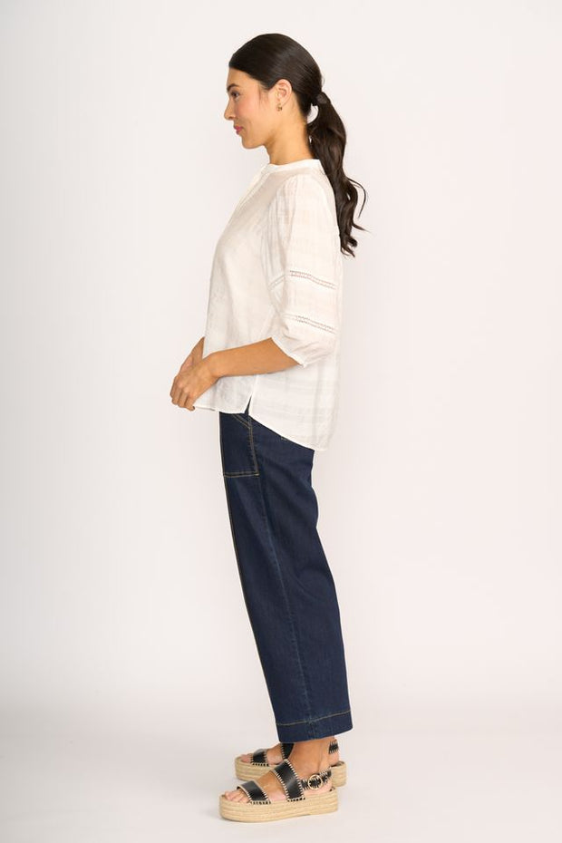 OH Three Check and Lace Blouse TP14114