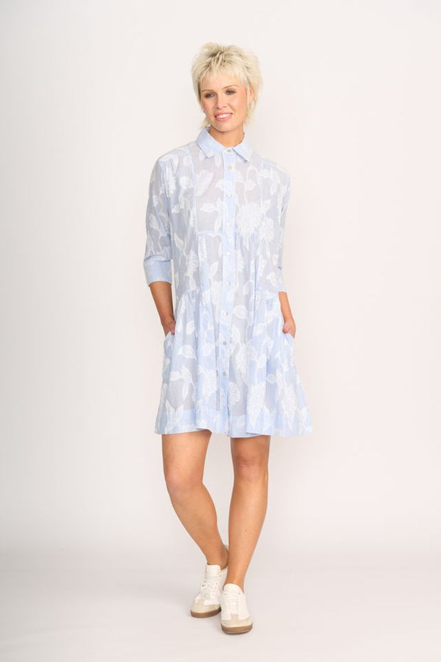 OH Three Contrast Panel Dress in Stripe Floral TP14323