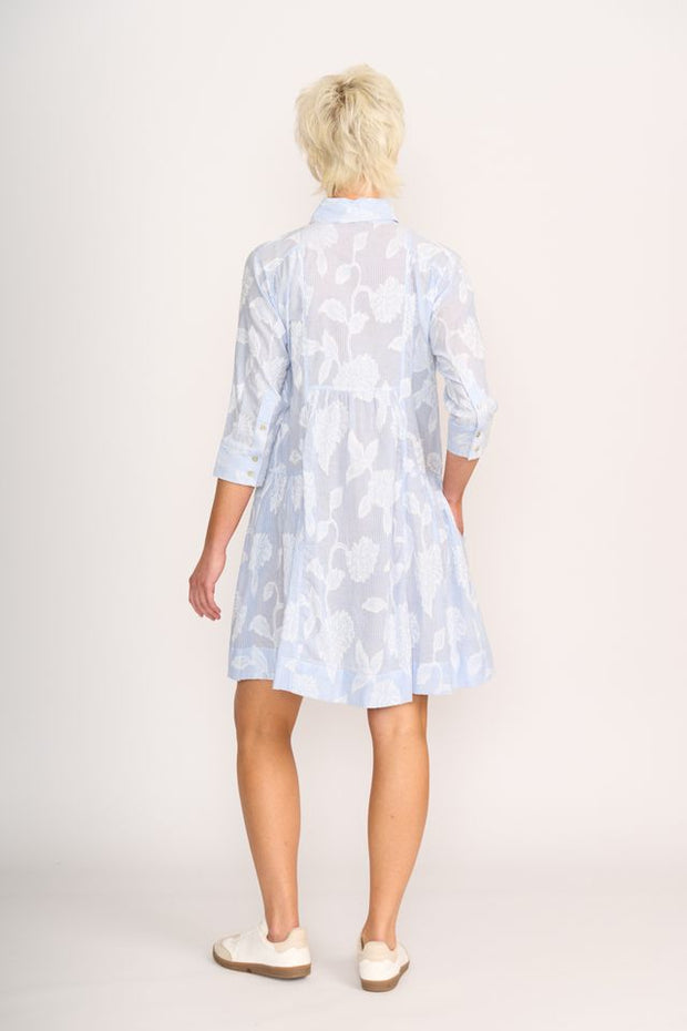 OH Three Contrast Panel Dress in Stripe Floral TP14323