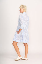OH Three Contrast Panel Dress in Stripe Floral TP14323