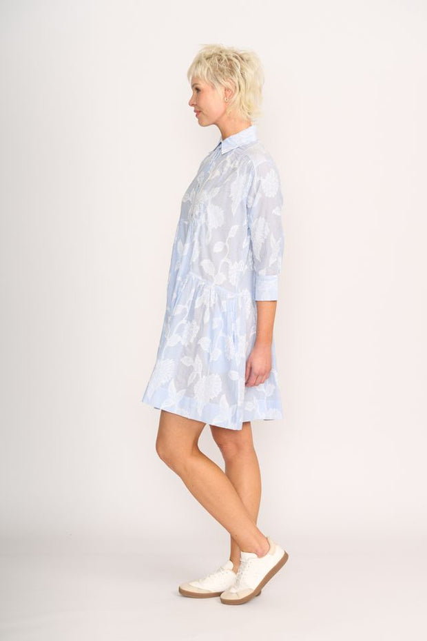 OH Three Contrast Panel Dress in Stripe Floral TP14323