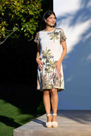 Foil Pintuck Swing Back Dress in Safari TP14601