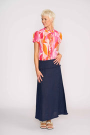 Foil Fringe Benefits Linen Skirt Midnight TP14658
