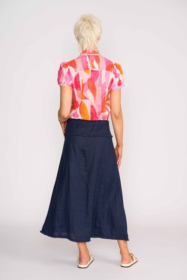 Foil Fringe Benefits Linen Skirt Midnight TP14658