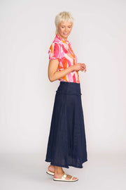 Foil Fringe Benefits Linen Skirt Midnight TP14658