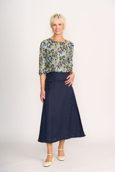 Foil Fringe Benefits Linen Skirt Midnight TP14658