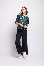 Foil Button Back Blouse in Black Floral TP14187