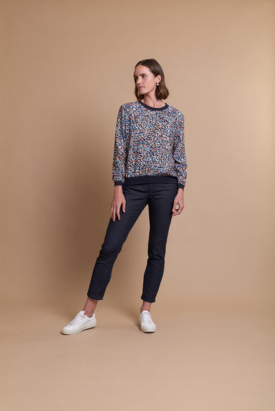OH Three Motley Crew Woven Top with Rib Trim TP10490