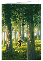 Quire Publishing Heartfelt 1982- Biking In The Forest - Card