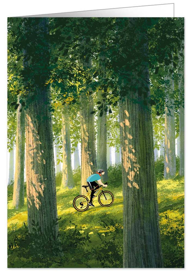 Quire Publishing Heartfelt 1982- Biking In The Forest - Card