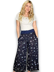 Helga May Windy Bloom Elastic Waist Linen Pant