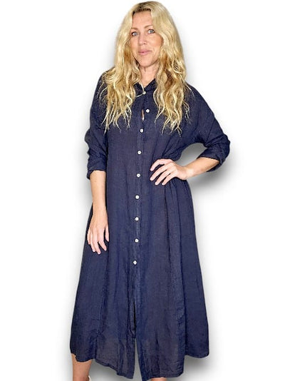 Helga May Maxi Button Shirt Dress Linen