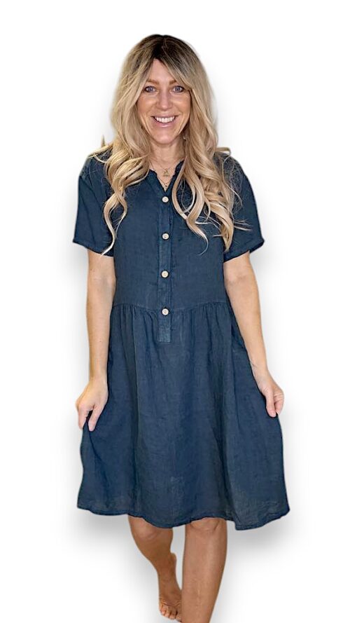Helga May Linen Midi Coconut Button Dress  Florence Boutique NZ