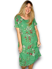 Helga May Linen Green Lingonberry Jungle Dress