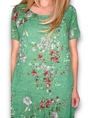 Helga May Linen Green Lingonberry Jungle Dress