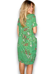 Helga May Linen Green Lingonberry Jungle Dress