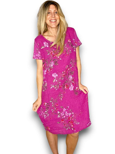 Helga May Linen Lingonberry Jungle Dress Plum