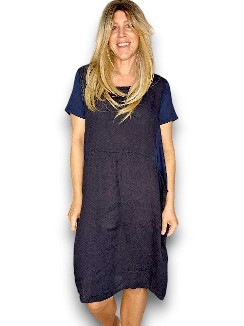 Helga May Linen Navy Plain Jungle Dress