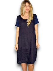 Helga May Linen Navy Plain Jungle Dress