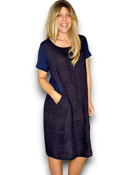 Helga May Linen Navy Plain Jungle Dress