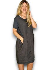 Helga May Linen Grey Plain Jungle Dress