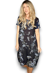 Helga May Linen Navy Trumpet Jungle Dress