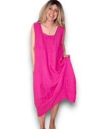 Helga May Plain Linen Maxi Tank Dress L / XL